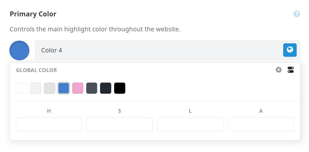Global Color Palette > Advanced options