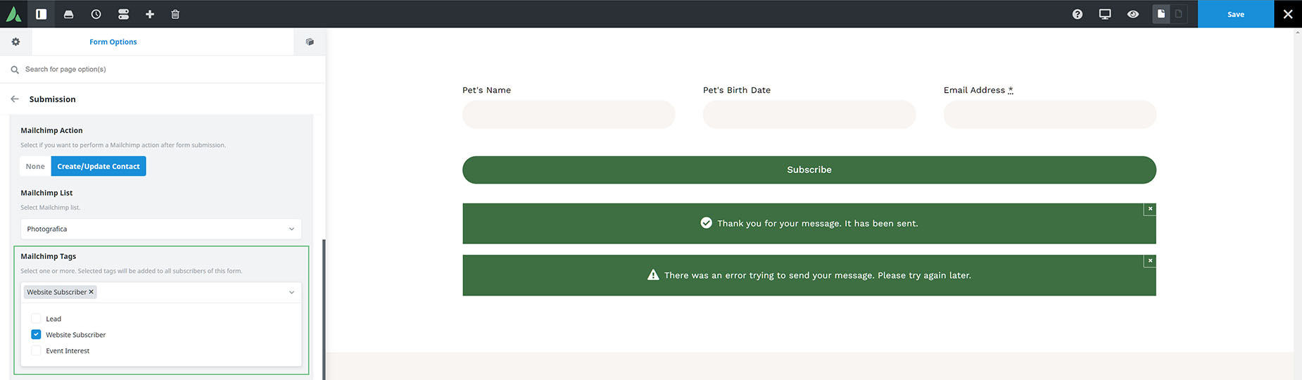 Avada Forms > Assign Tags