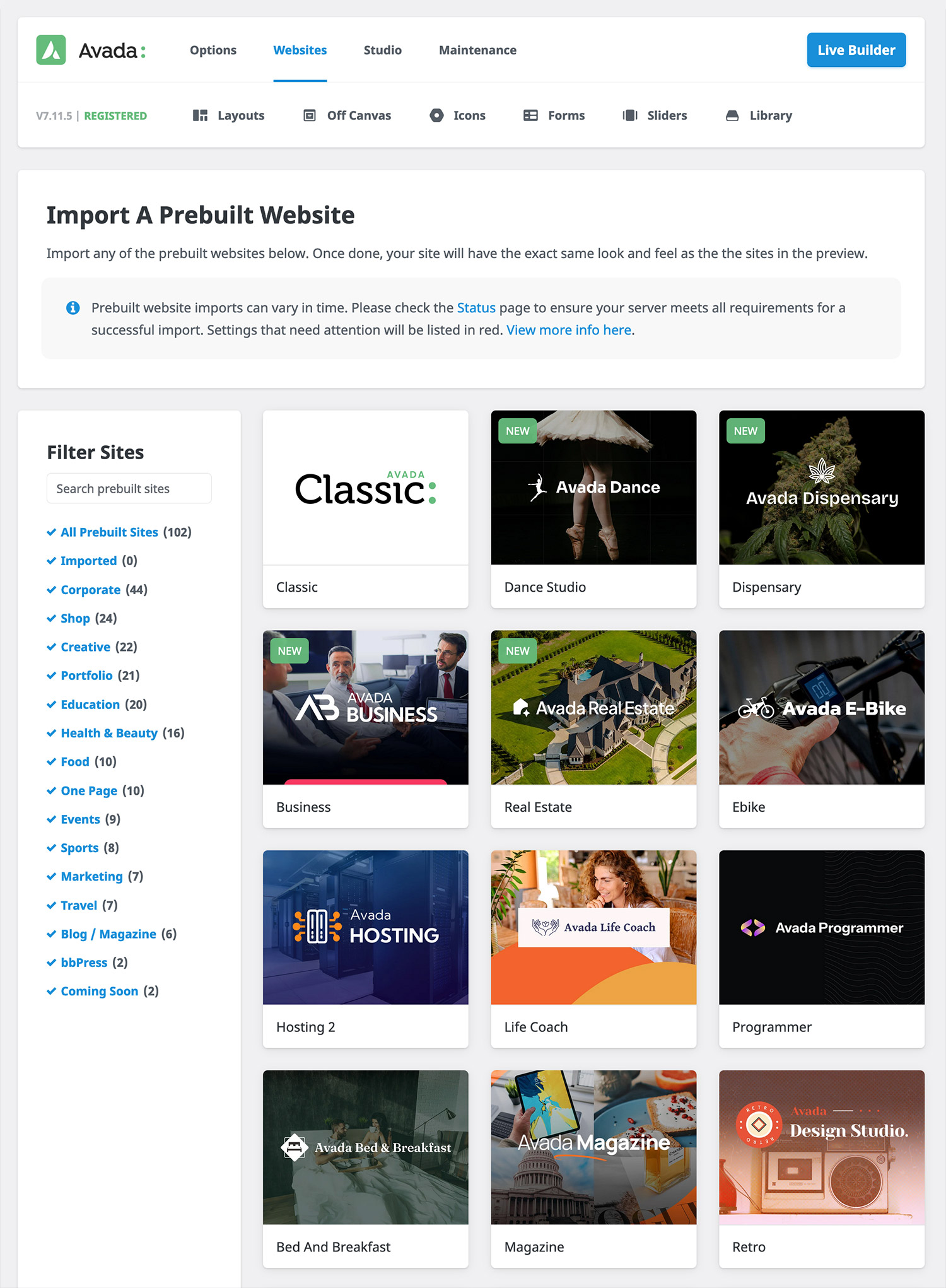 Avada Prebuilt Websites Avada Prebuilt Websites